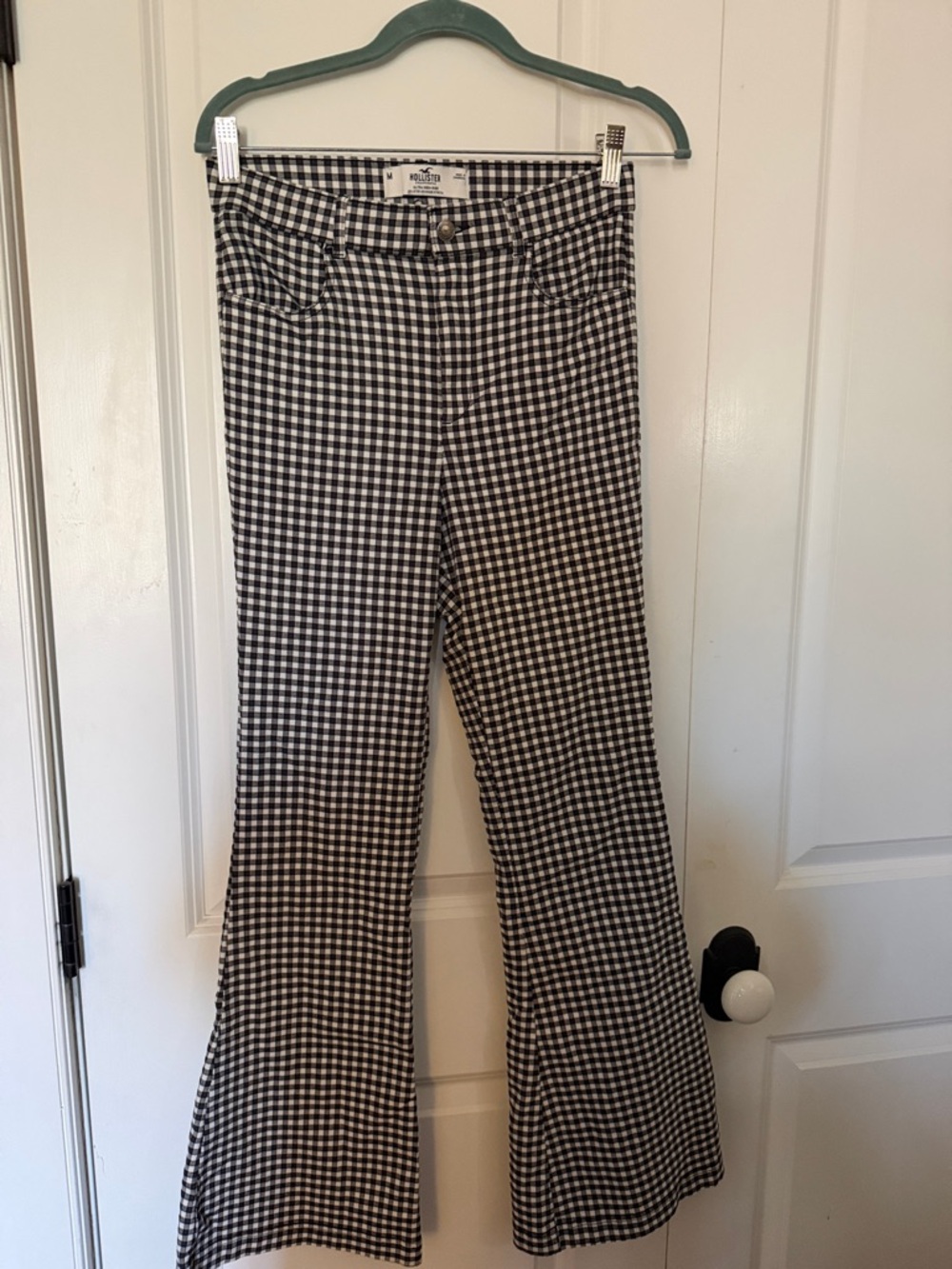 Hollister Black & White Gingham High-Rise Pants